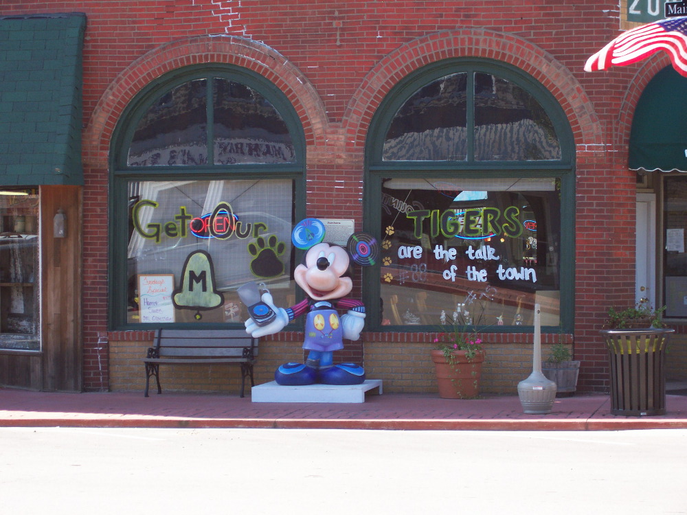 Mickey Mouse statue from across the street